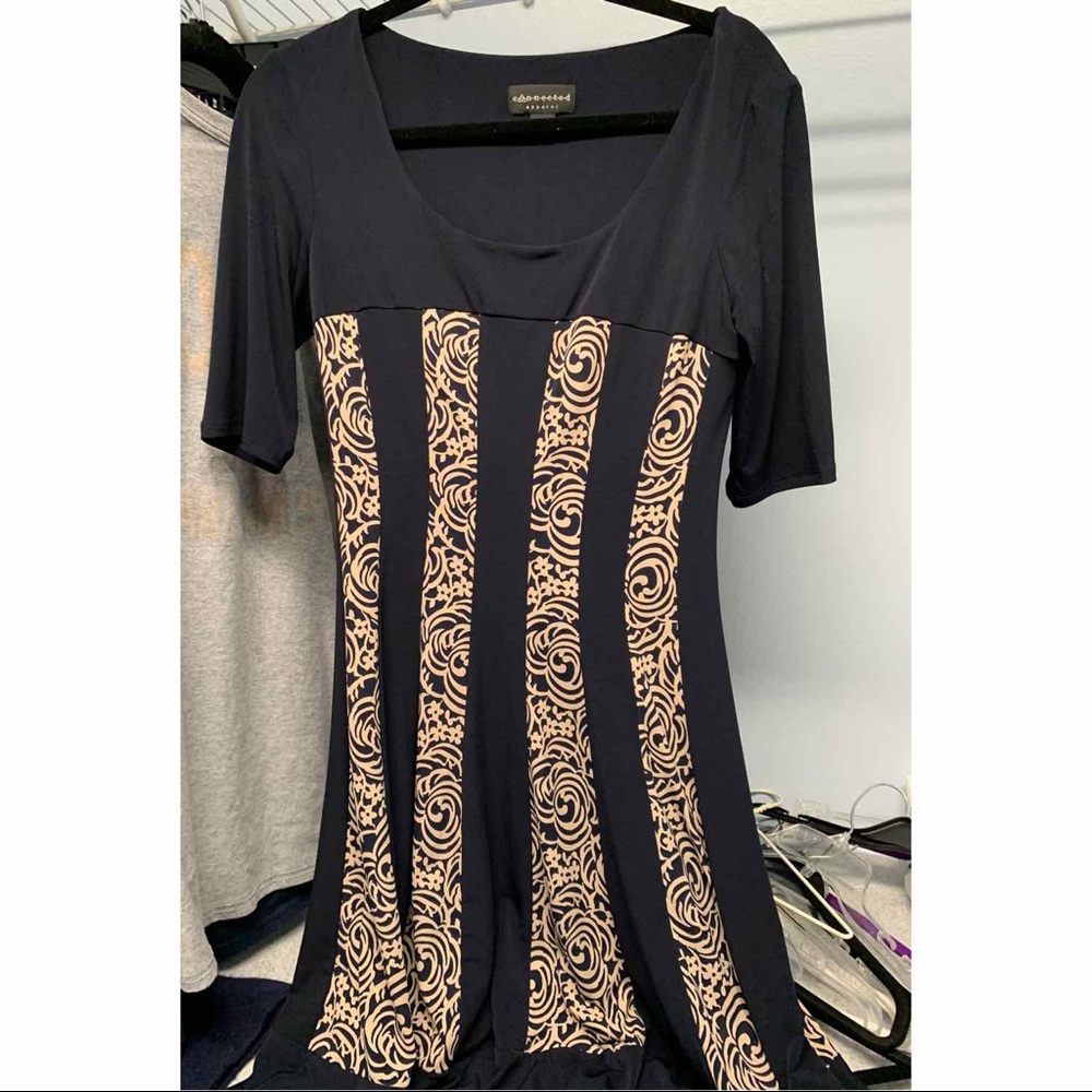 Connected apparel navy and beige dress